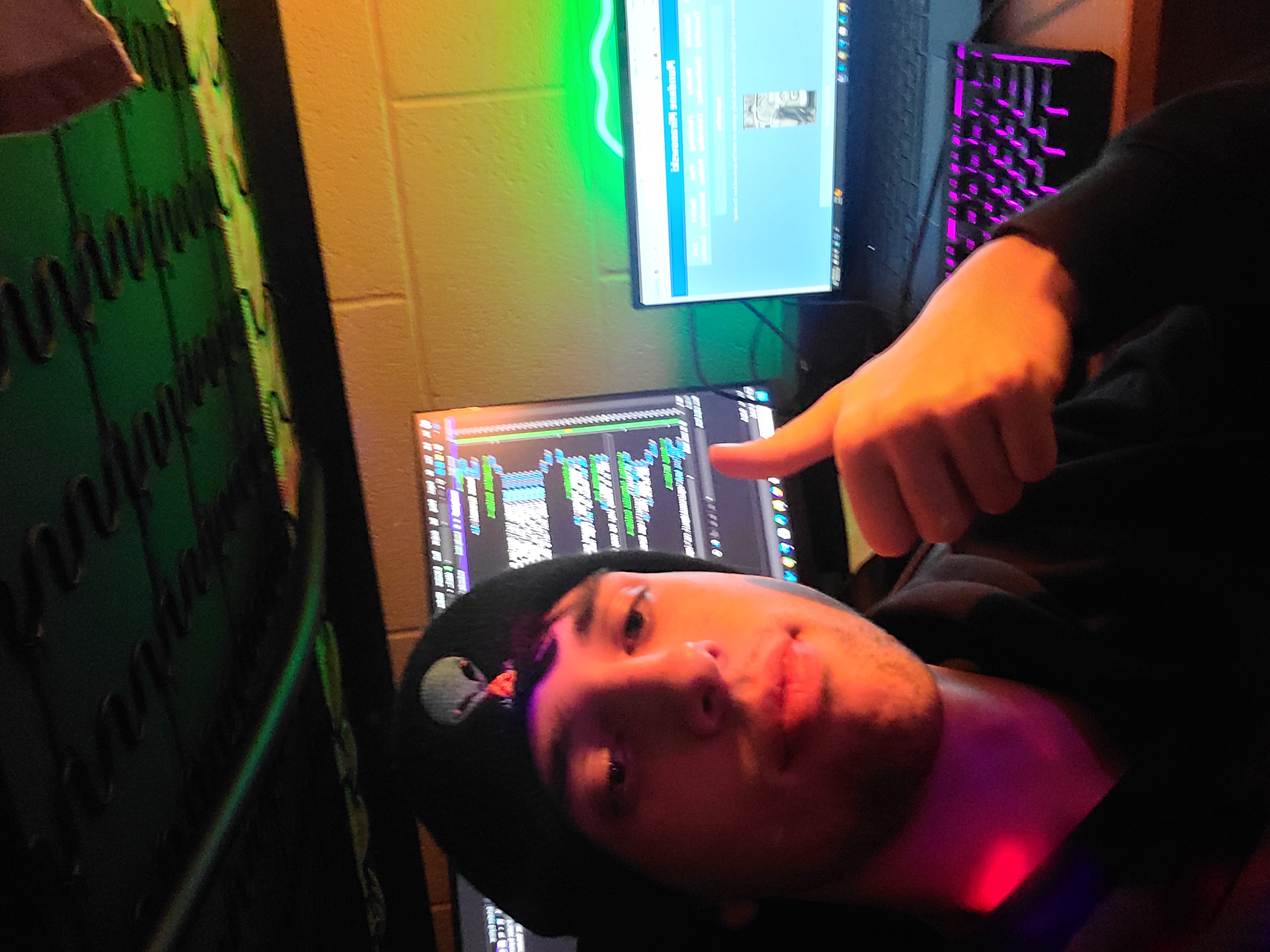 Logan working on his final project